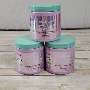 3 NEW L'Oreal EverPure Scalp Care + Detox Scrub Removes‎ Buildup Apricot Seed